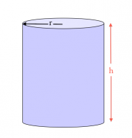  A cylinder of radius r and height h.
